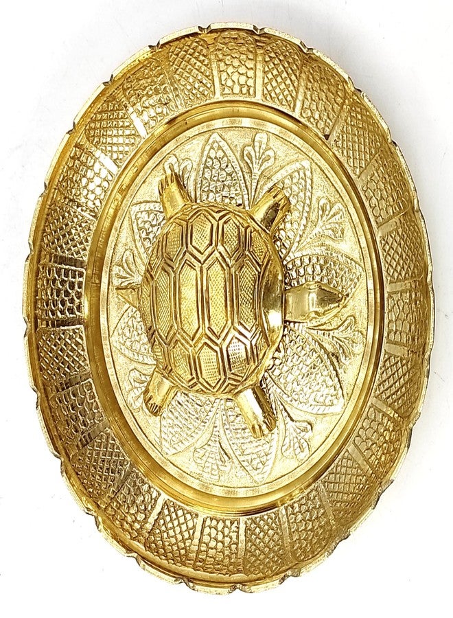 Plus Value Premium Handicraft Vastu Feng Shui Brass Tortoise Turtle with Plate [Career, Good Luck] - Image 2